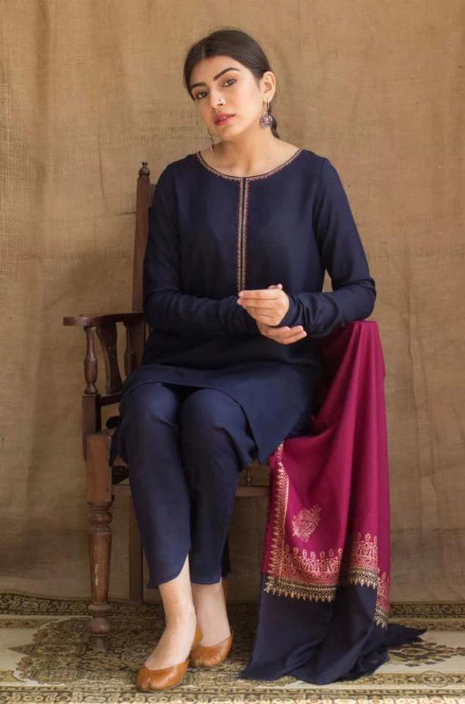 DYOT-3PC DHANAK – Elegant Embroidered Suit DF-DH-02
