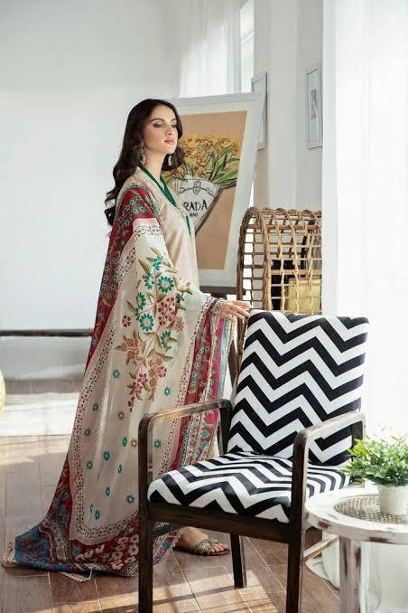 DYOT-3PC DHANAK – Elegant Embroidered Suit DF-DH-04