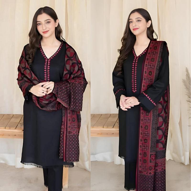 DYOT-3PC DHANAK – Elegant Embroidered Suit DF-DH-05