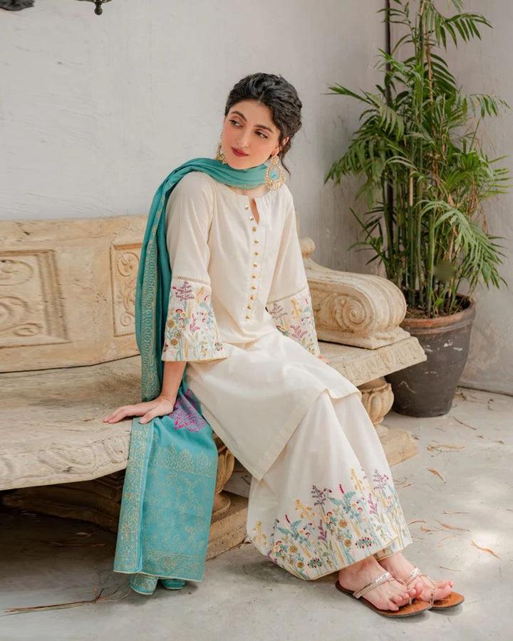 DYOT-3PC DHANAK – Elegant Embroidered Suit DF-DH-07