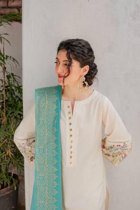 DYOT-3PC DHANAK – Elegant Embroidered Suit DF-DH-07