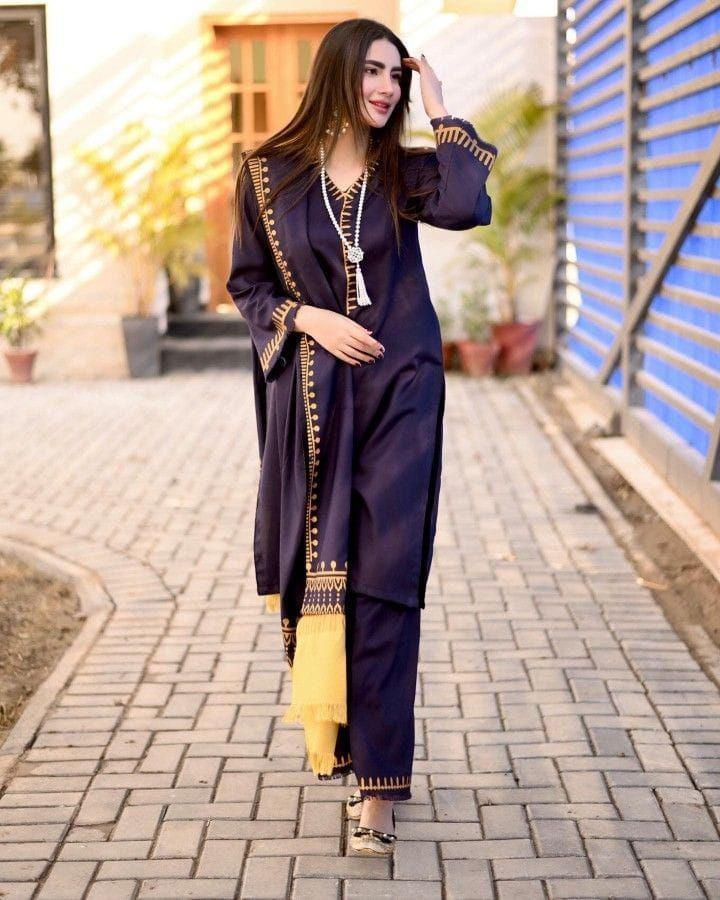 DYOT-3PC DHANAK – Elegant Embroidered Suit DF-DH-09