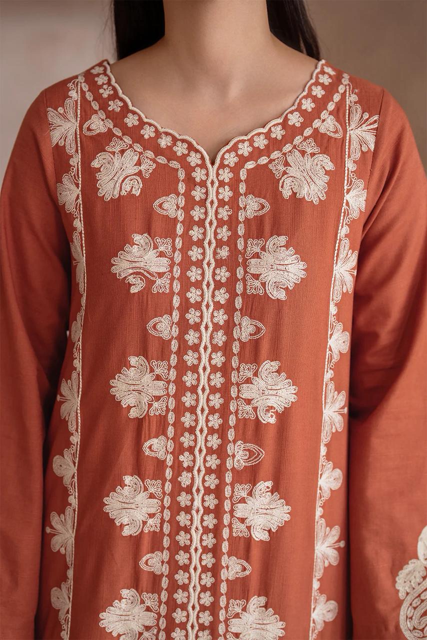 DYOT-3PC DHANAK – Elegant Embroidered Suit DF-DH-10