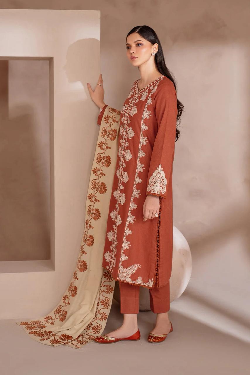 DYOT-3PC DHANAK – Elegant Embroidered Suit DF-DH-10