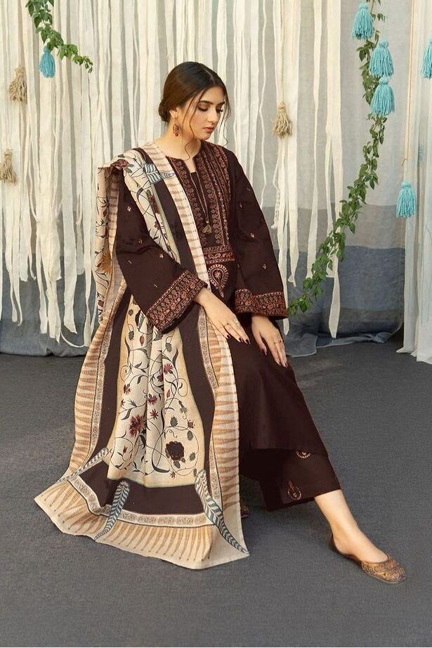 Aisling-3PC DHANAK – Elegant Embroidered Suit DF-DH-27