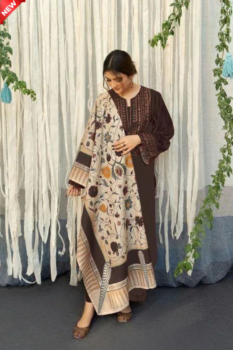Aisling-3PC DHANAK – Elegant Embroidered Suit DF-DH-27