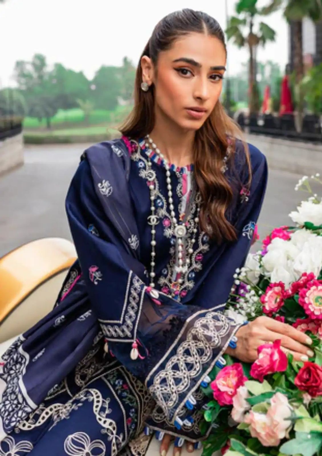 Aisling-3PC DHANAK – Elegant Embroidered Suit DF-DH-25