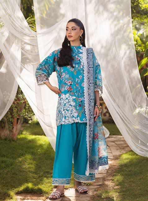 BAROQUE - 3PC Lawn Printed Shirt With Voile Printed Dupatta