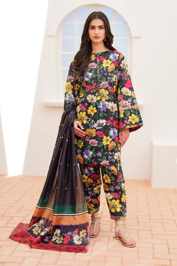 BAROQUE - 3PC Lawn Printed Shirt With Voile Printed Dupatta
