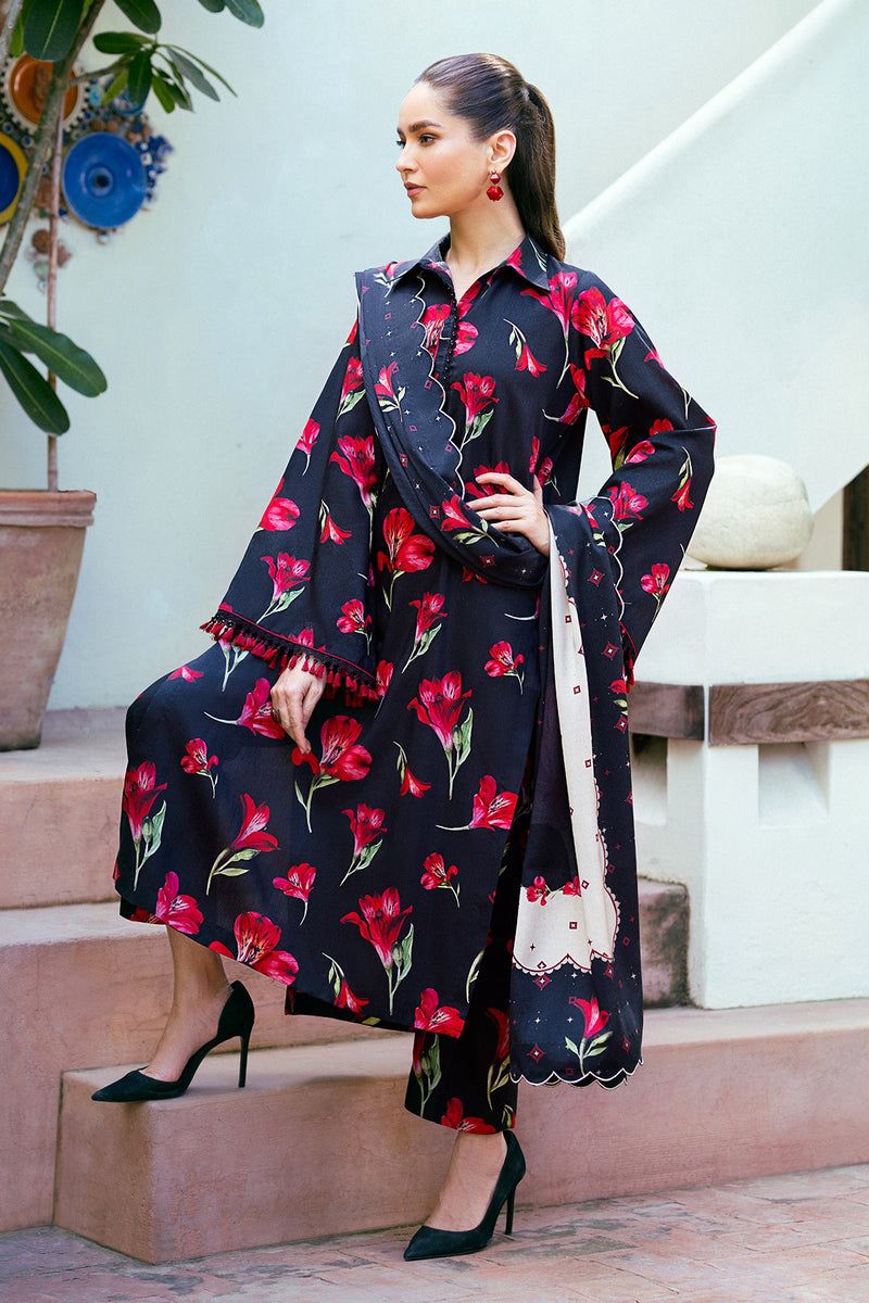 BAROQUE - 3PC Lawn Printed Shirt With Voile Printed Dupatta-2025