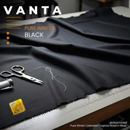 VANTA-BLACK WINTER WASH-N WEAR UNSTITCHED KAMEEZ SHALWAR FABRIC / DF-MW-24