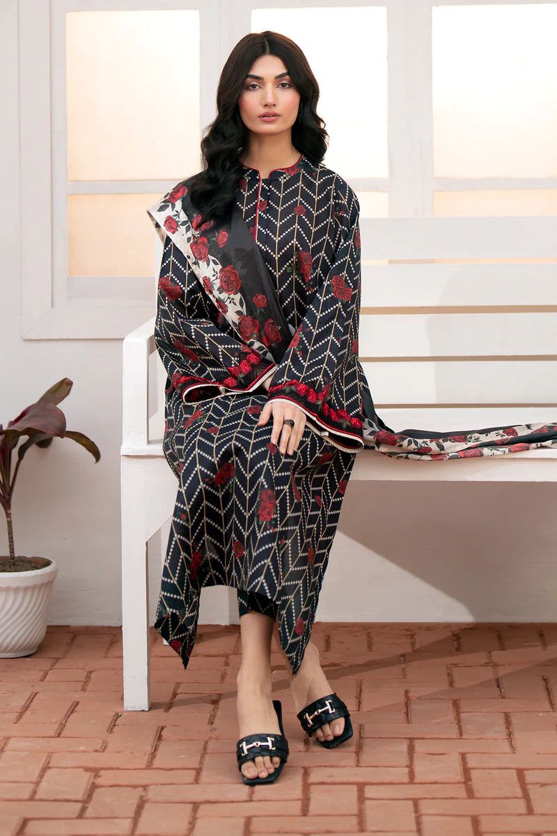 SAPPHIRE -3PC KARANDI  Bana Dori Printed  Shirt With Printed Duppta DF-KR-35