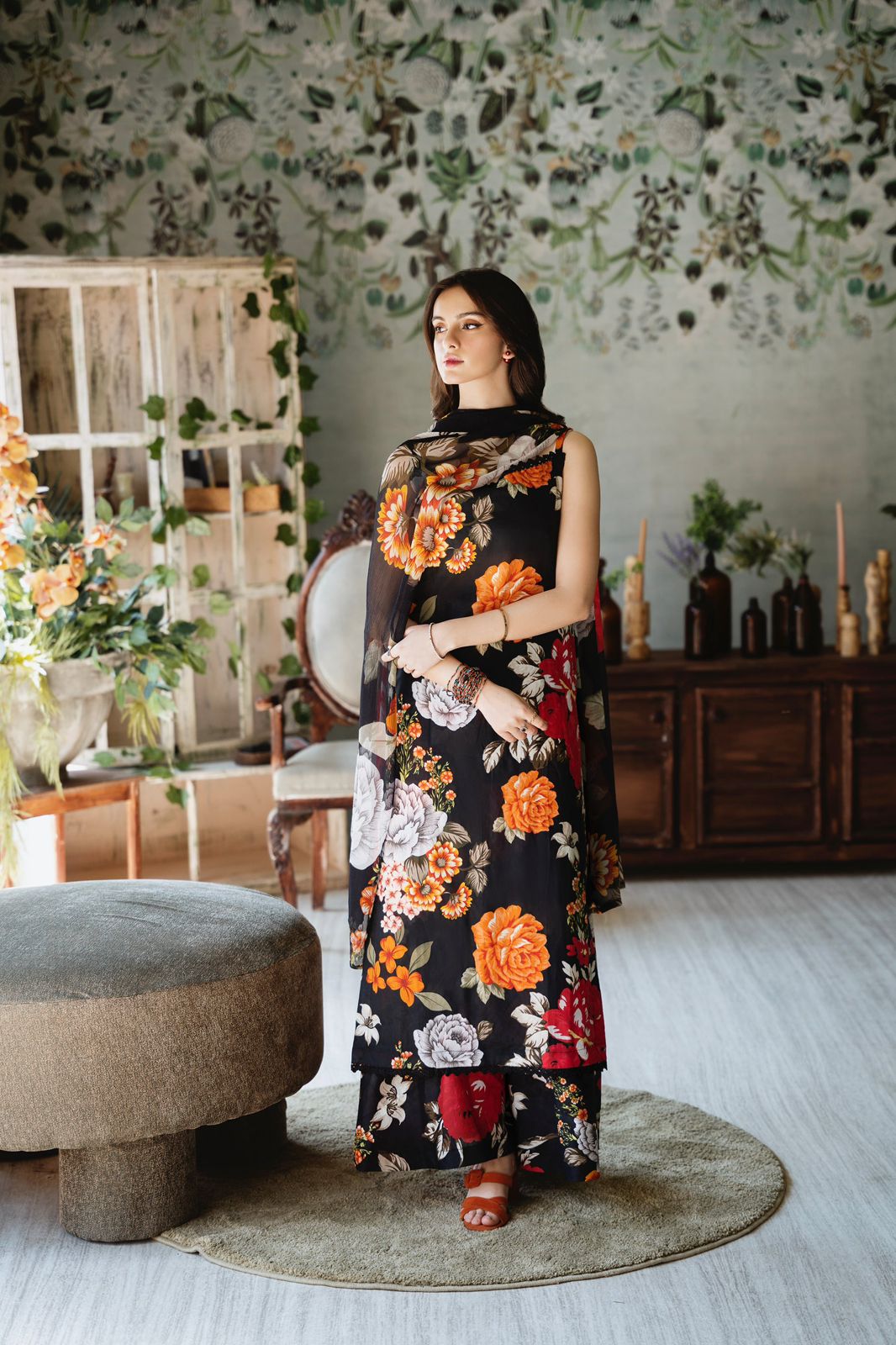 SAPPHIRE -3PC KARANDI  Bana Dori Printed  Shirt With Printed Duppta DF-KR-36