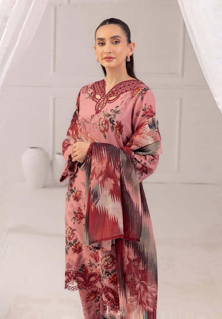 SAPPHIRE -3PC KARANDI  Bana Dori Printed  Shirt With Printed Duppta DF-KR-40