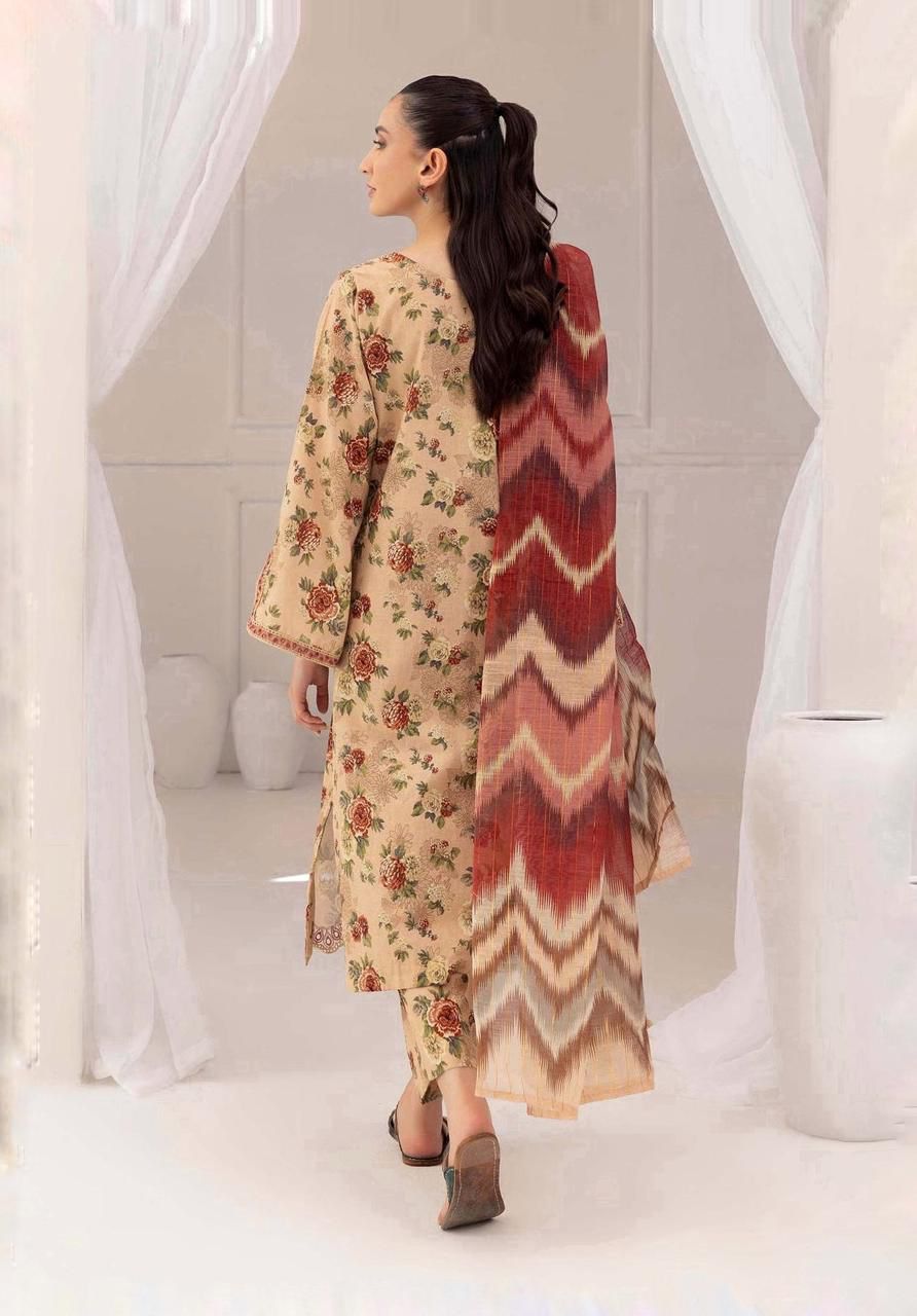 SAPPHIRE -3PC KARANDI  Bana Dori Printed  Shirt With Printed Duppta DF-KR-41