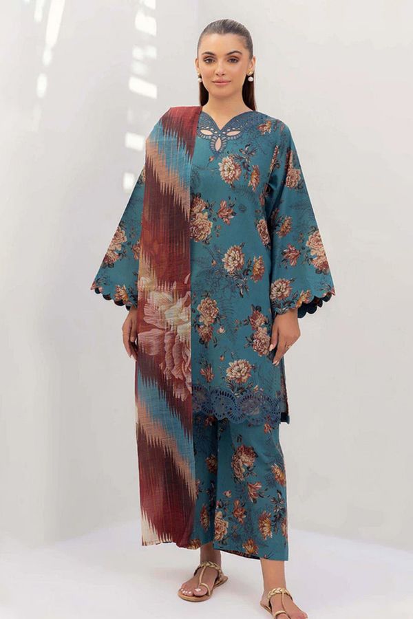 SAPPHIRE -3PC KARANDI  Bana Dori Printed  Shirt With Printed Duppta DF-KR-42