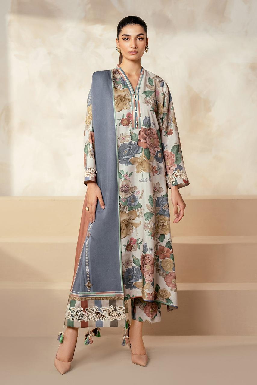 SAPPHIRE -3PC KARANDI  Bana Dori Printed  Shirt With Printed Duppta DF-KR-44