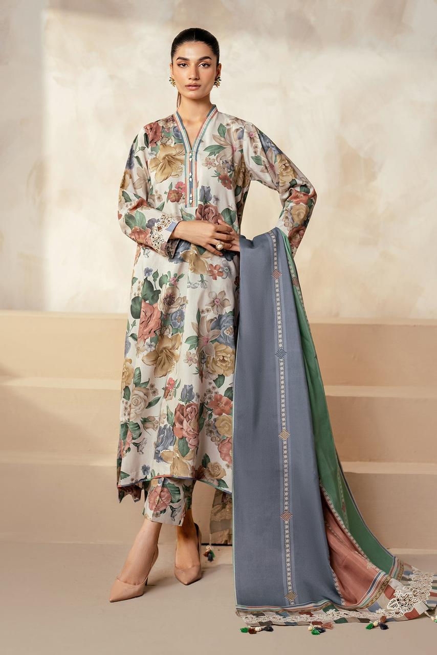 SAPPHIRE -3PC KARANDI  Bana Dori Printed  Shirt With Printed Duppta DF-KR-44