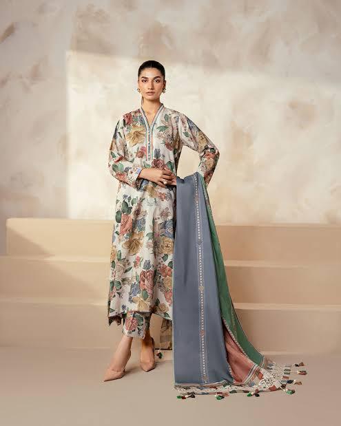 SAPPHIRE -3PC KARANDI  Bana Dori Printed  Shirt With Printed Duppta DF-KR-44