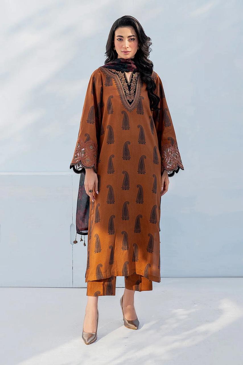 SAPPHIRE -3PC KARANDI  Bana Dori Printed  Shirt With Printed Duppta DF-KR-45