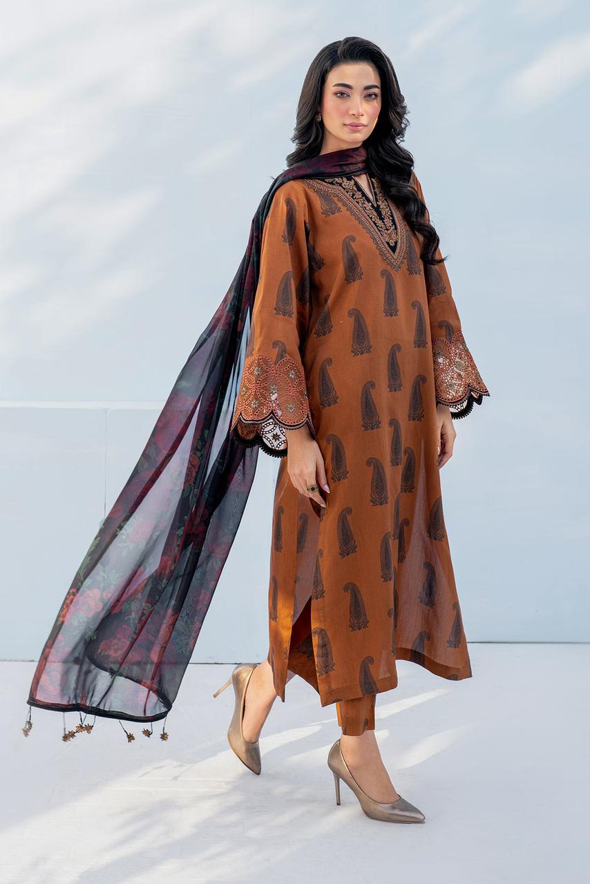 SAPPHIRE -3PC KARANDI  Bana Dori Printed  Shirt With Printed Duppta DF-KR-45
