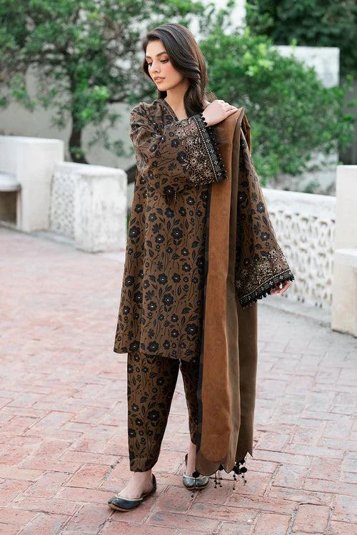 SAPPHIRE -3PC KARANDI  Bana Dori Printed  Shirt With Printed Duppta DF-KR-49