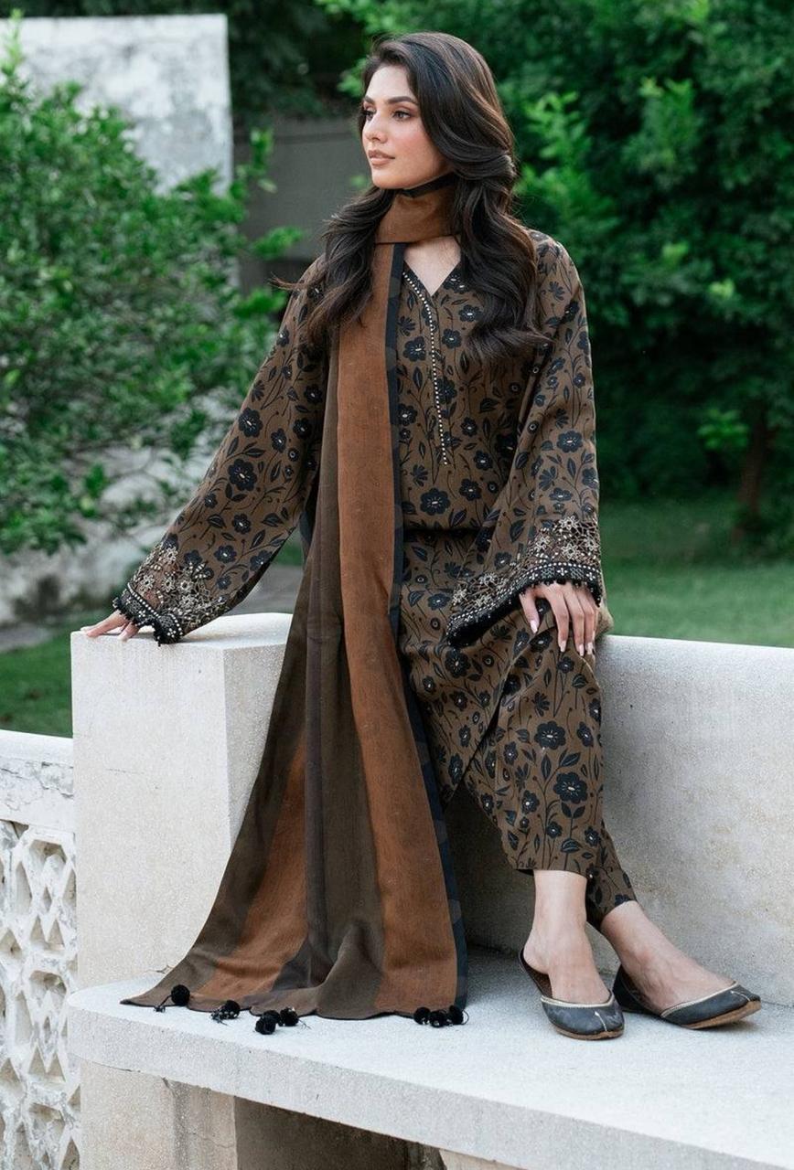 SAPPHIRE -3PC KARANDI  Bana Dori Printed  Shirt With Printed Duppta DF-KR-49