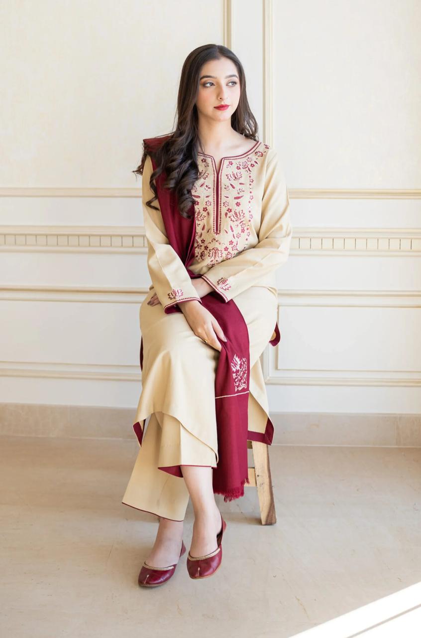 Aisling-3PC DHANAK – Elegant Embroidered Suit DF-DH-16