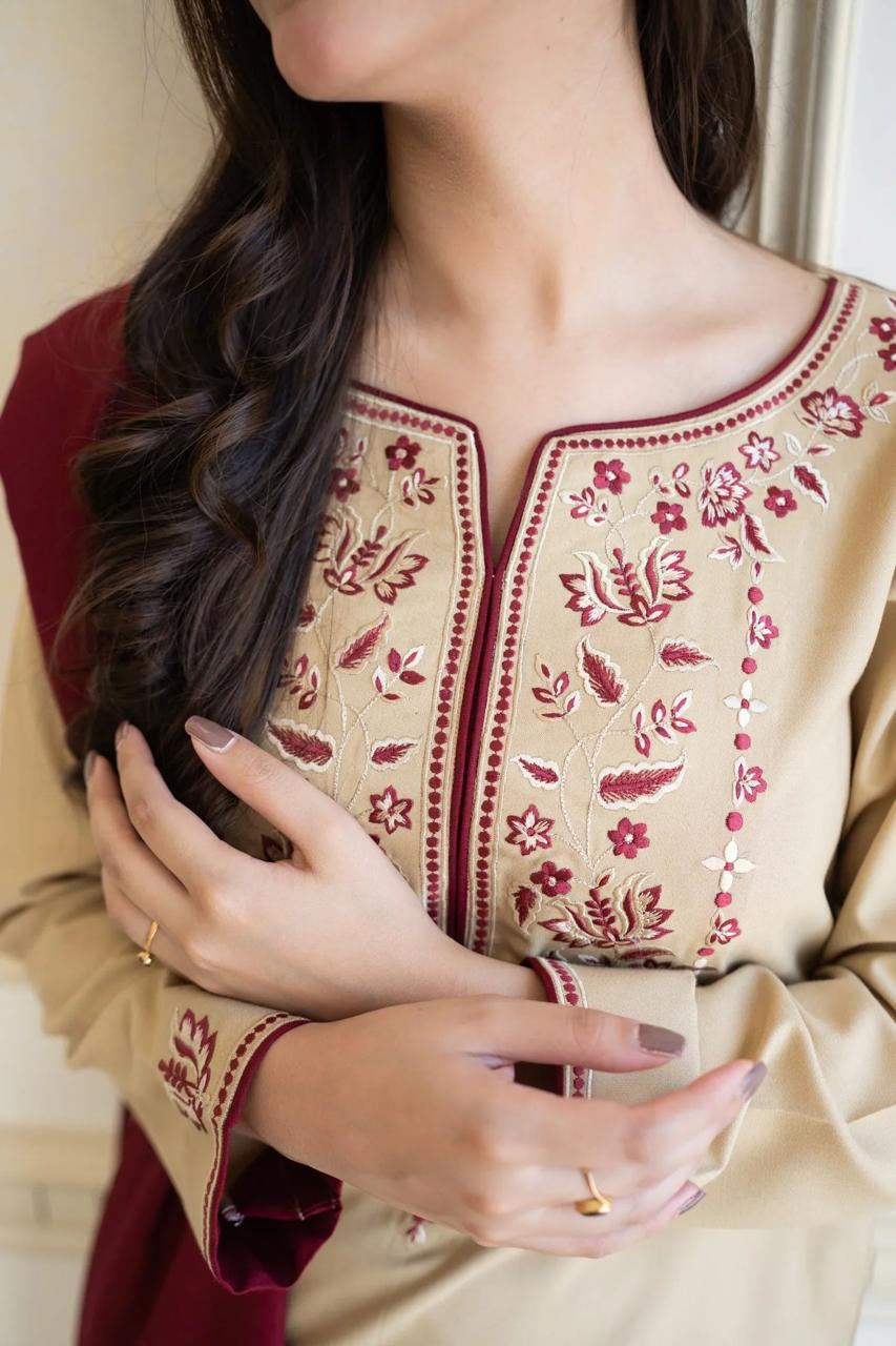 Aisling-3PC DHANAK – Elegant Embroidered Suit DF-DH-16
