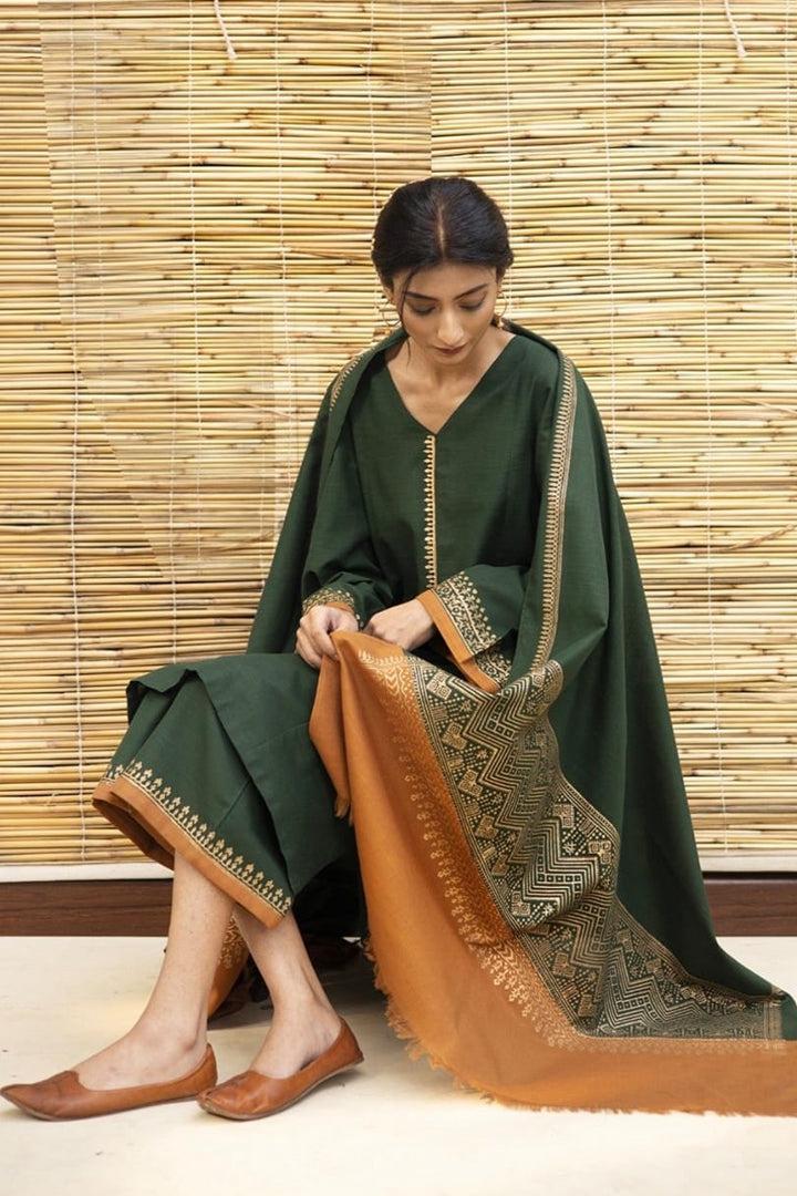 DYOT-3PC DHANAK – Elegant Embroidered Suit DF-DH-01