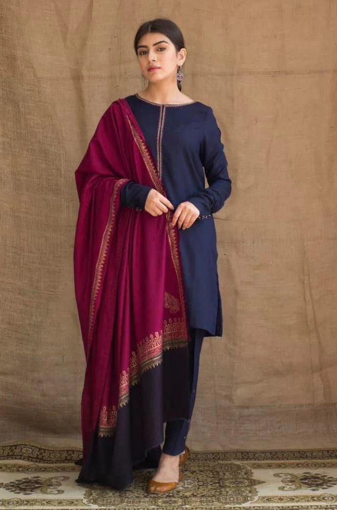 DYOT-3PC DHANAK – Elegant Embroidered Suit DF-DH-02