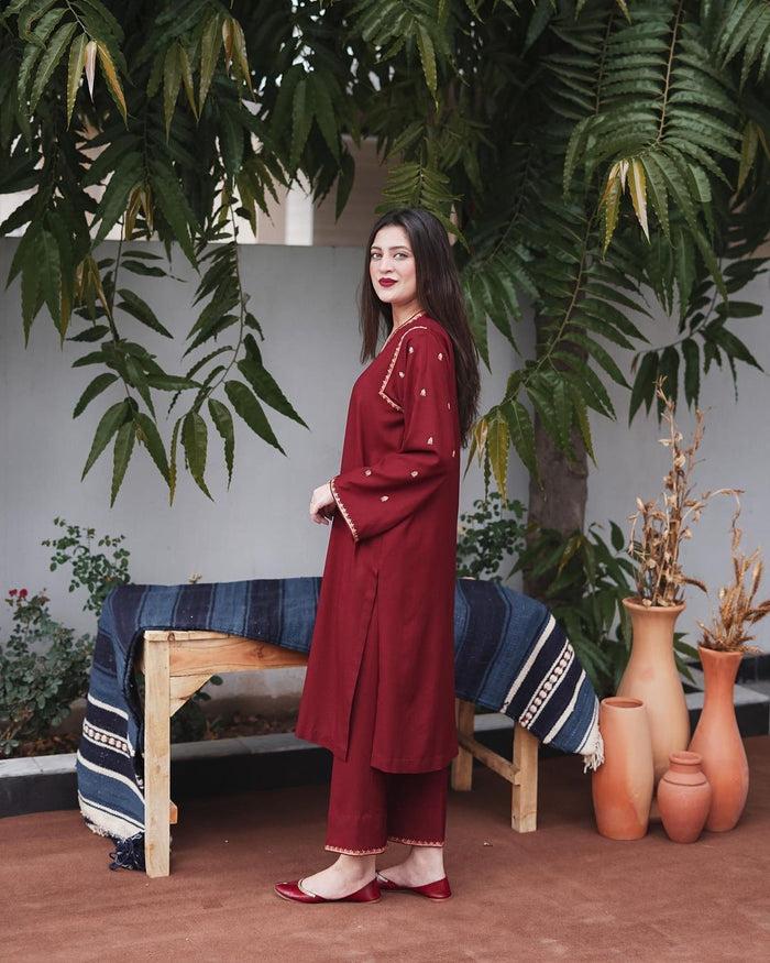 Aisling-3PC DHANAK – Elegant Embroidered Suit DF-DH-17