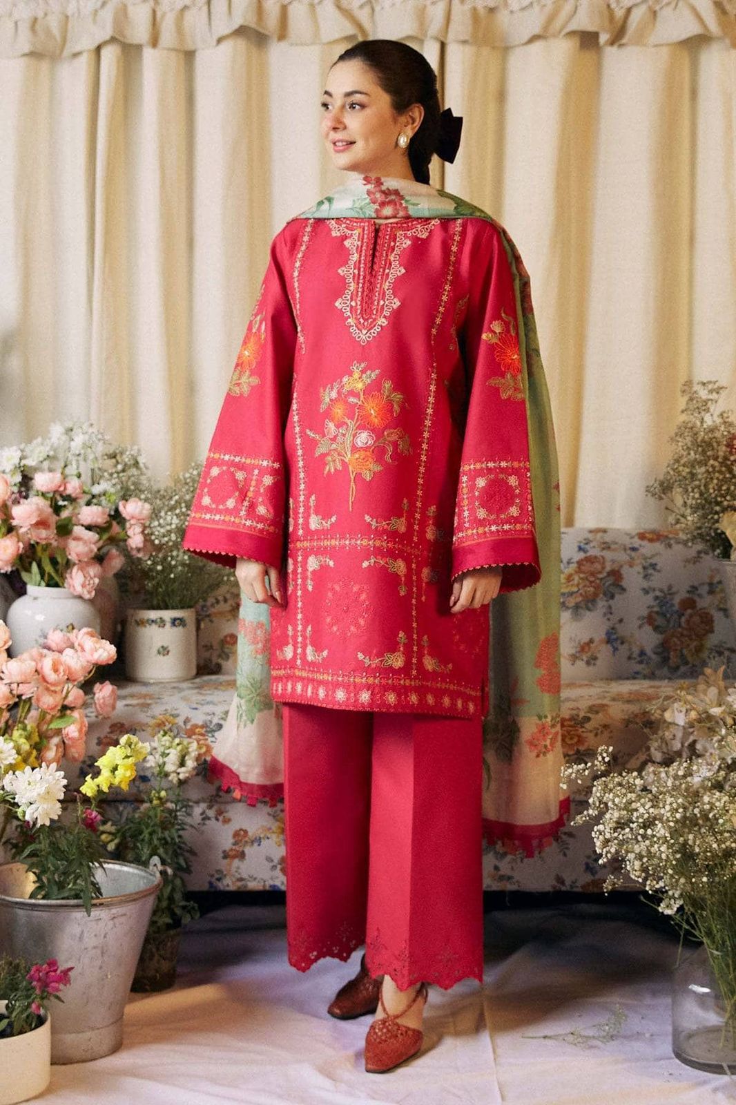 Aisling-3PC DHANAK – Elegant Embroidered Suit DF-DH-28