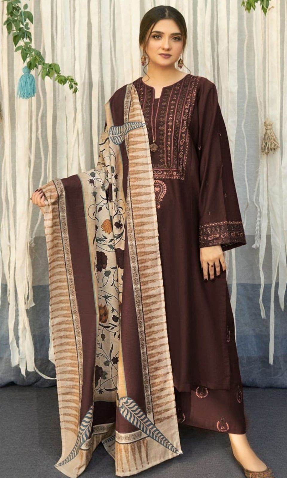 Aisling-3PC DHANAK – Elegant Embroidered Suit DF-DH-27