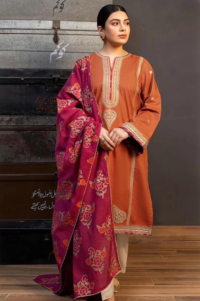 Aisling-3PC DHANAK – Elegant Embroidered Suit DF-DH-22