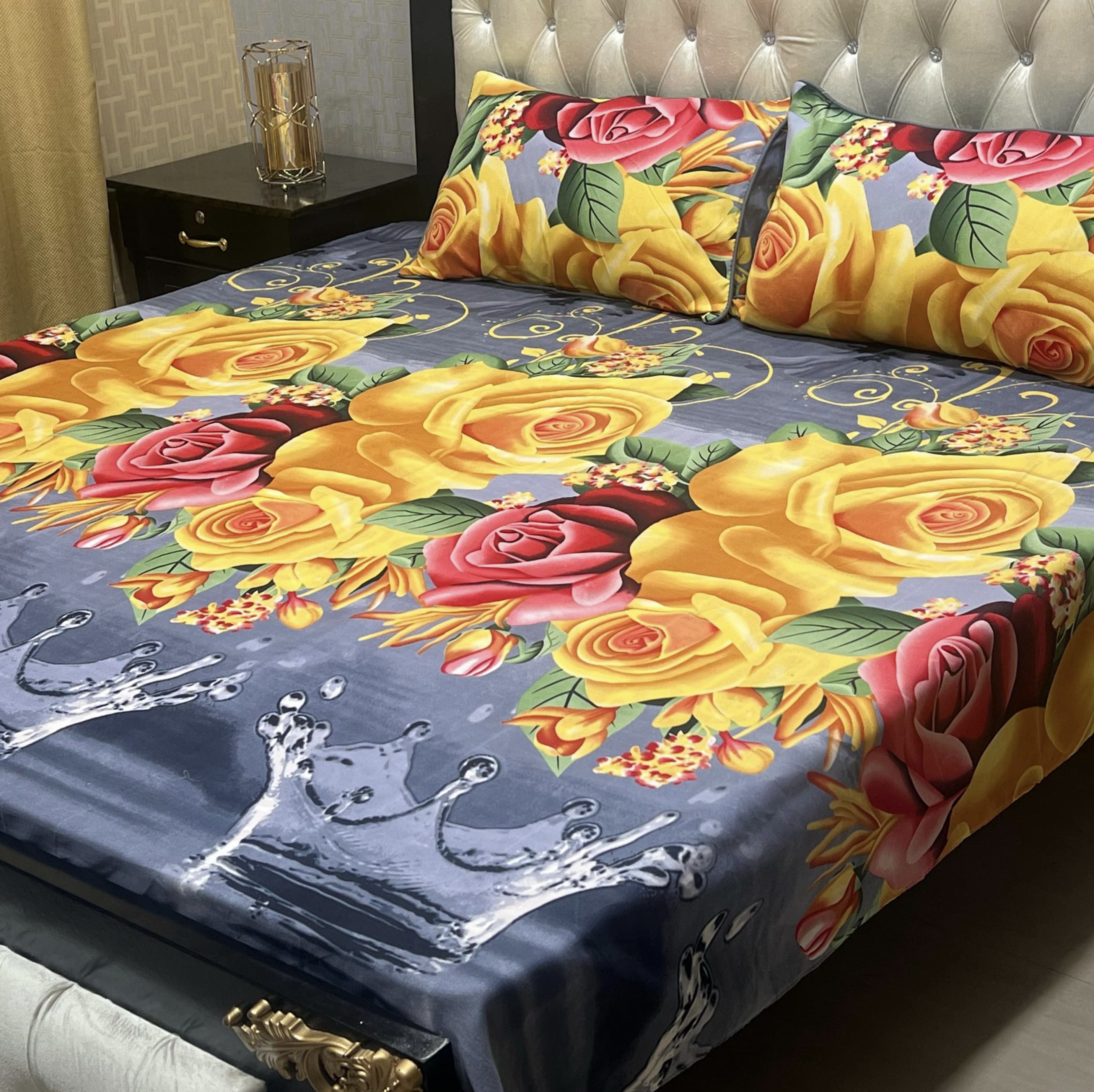 3D Crystal Cotton Double Bedsheet DF-BS-09