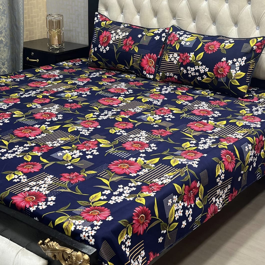 3D Crystal Cotton Double Bedsheet DF-BS-06