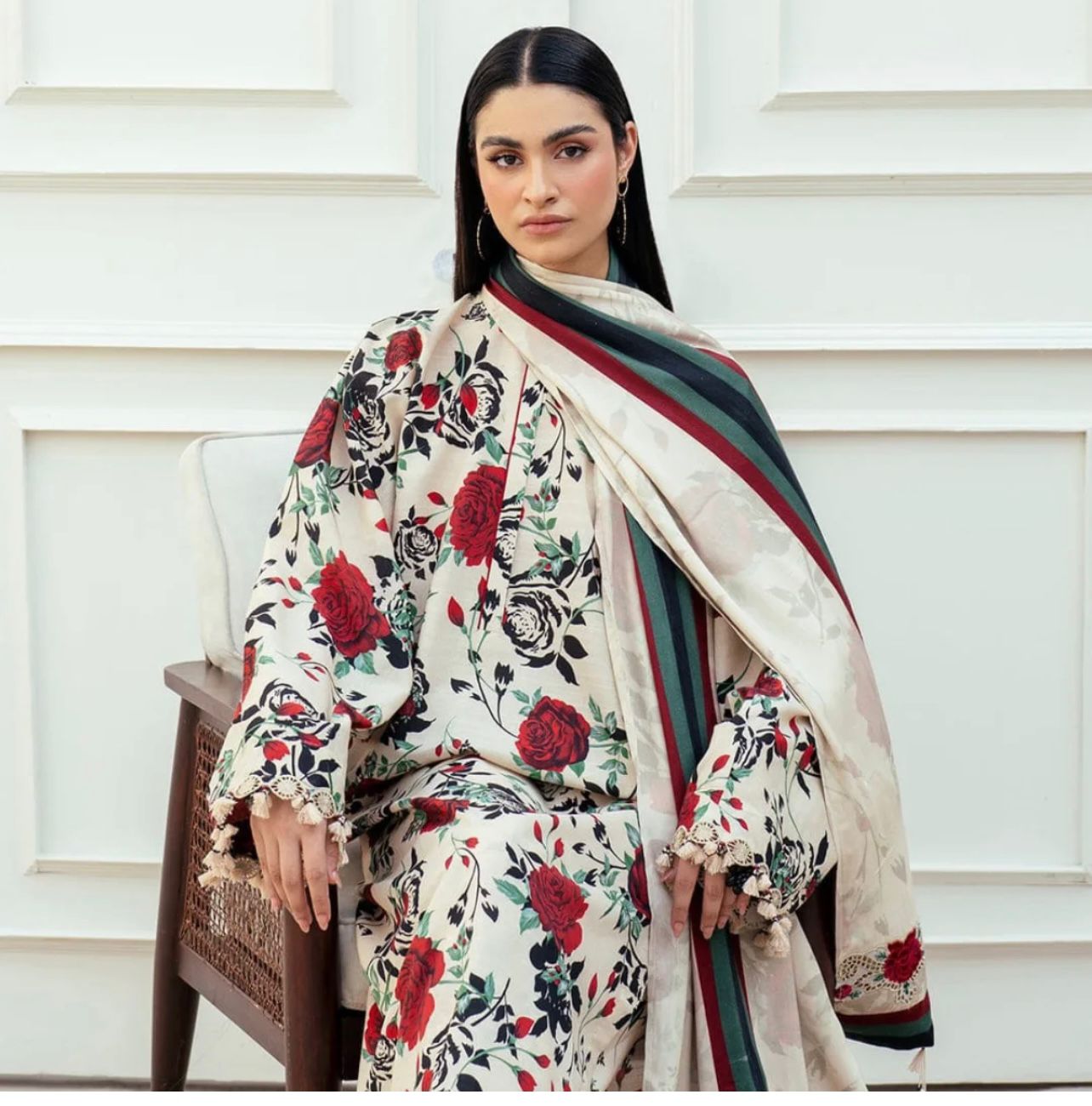 BAROQUE - 3PC Lawn Printed Shirt With Voile Printed Dupatta