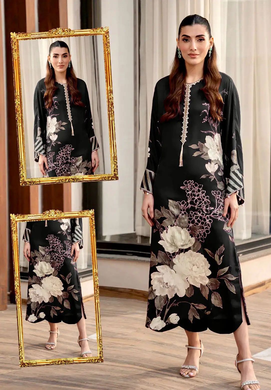 LULUSAR Silk 3PC Digital Printed ,DF-0048