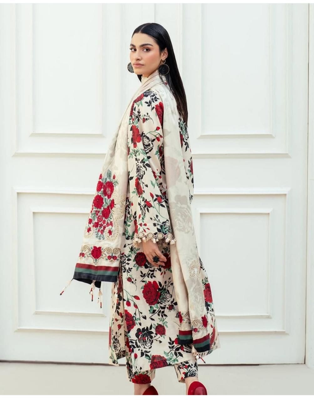 BAROQUE - 3PC Lawn Printed Shirt With Voile Printed Dupatta