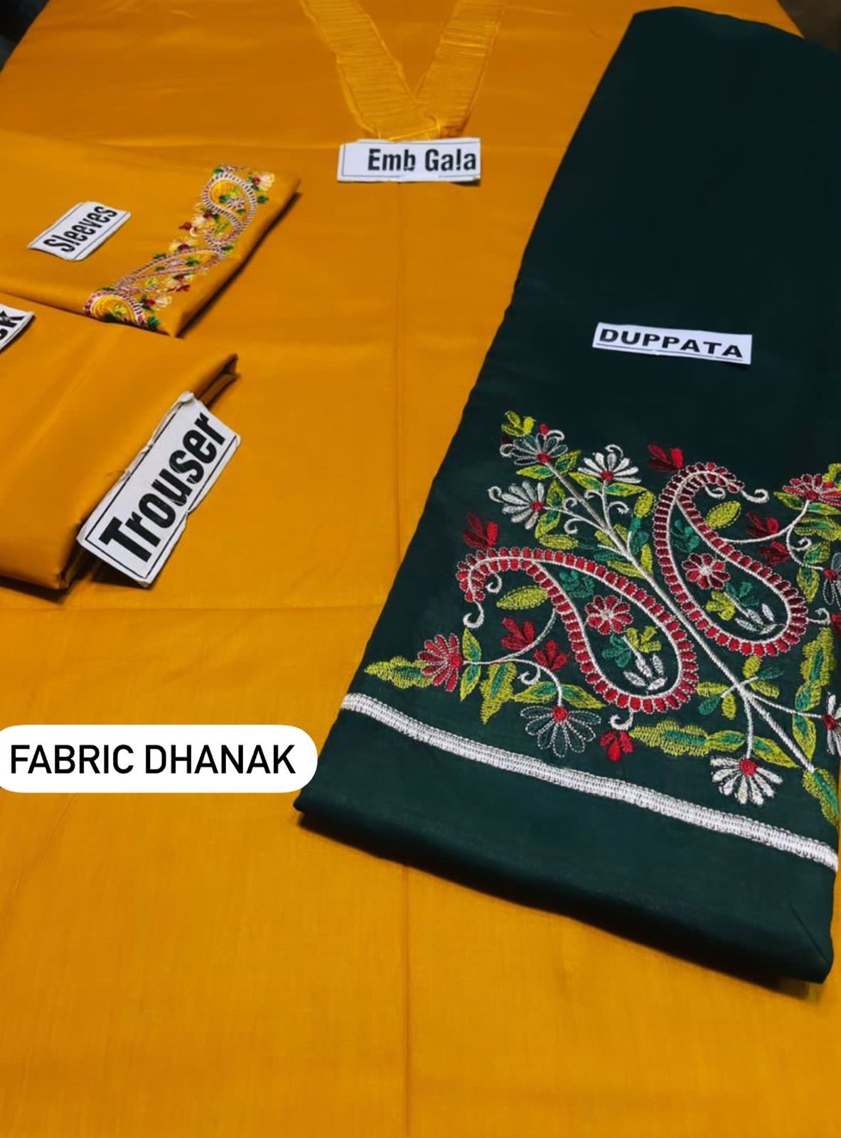 EMBROIDERED DHANAK 3Pcs DF-AS-01