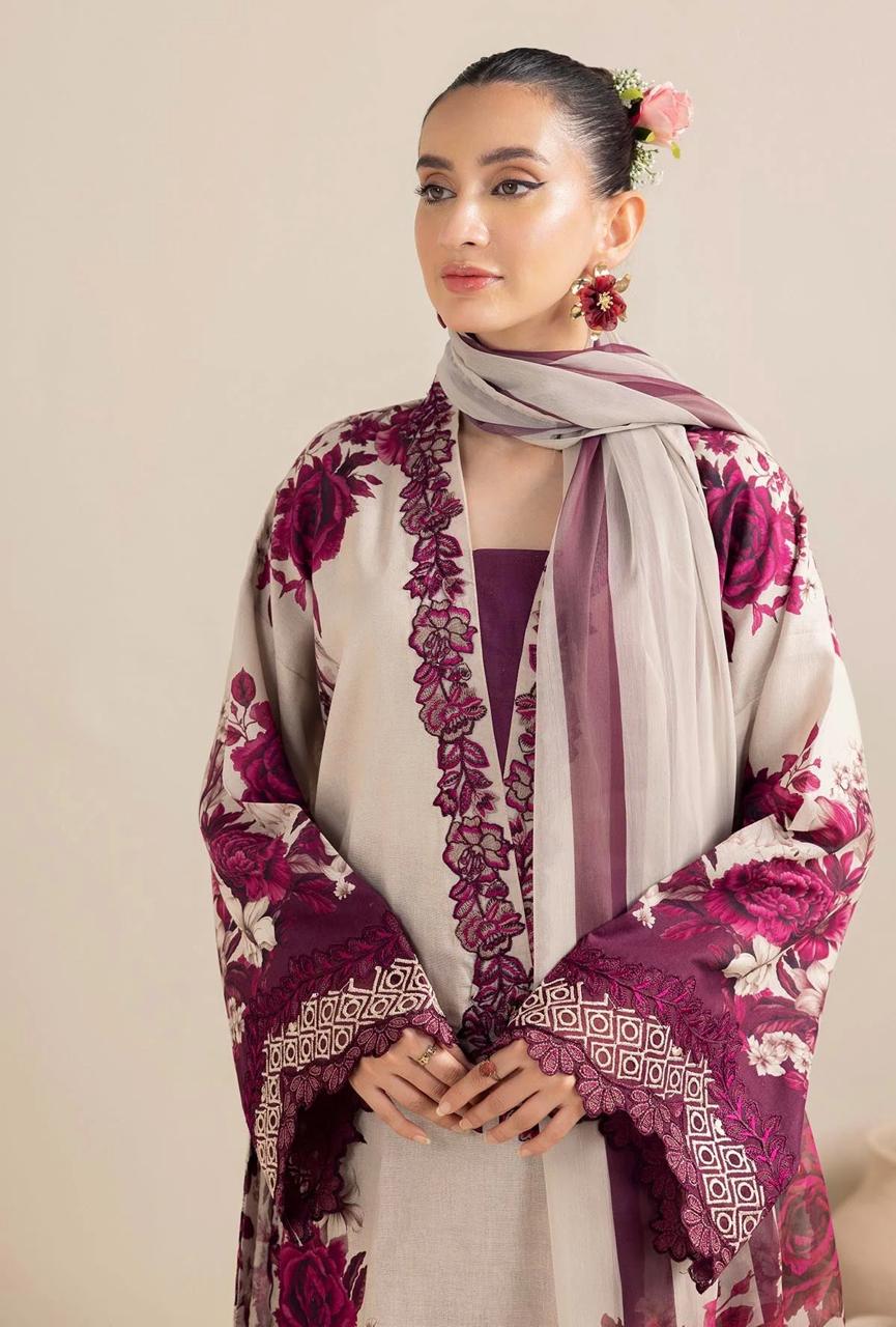SAPPHIRE -3PC KARANDI  Bana Dori Printed  Shirt With Printed Duppta DF-KR-13