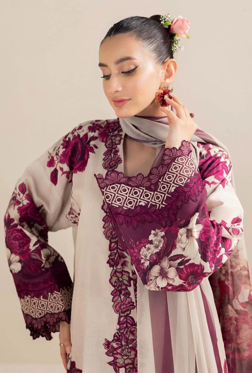 SAPPHIRE -3PC KARANDI  Bana Dori Printed  Shirt With Printed Duppta DF-KR-13