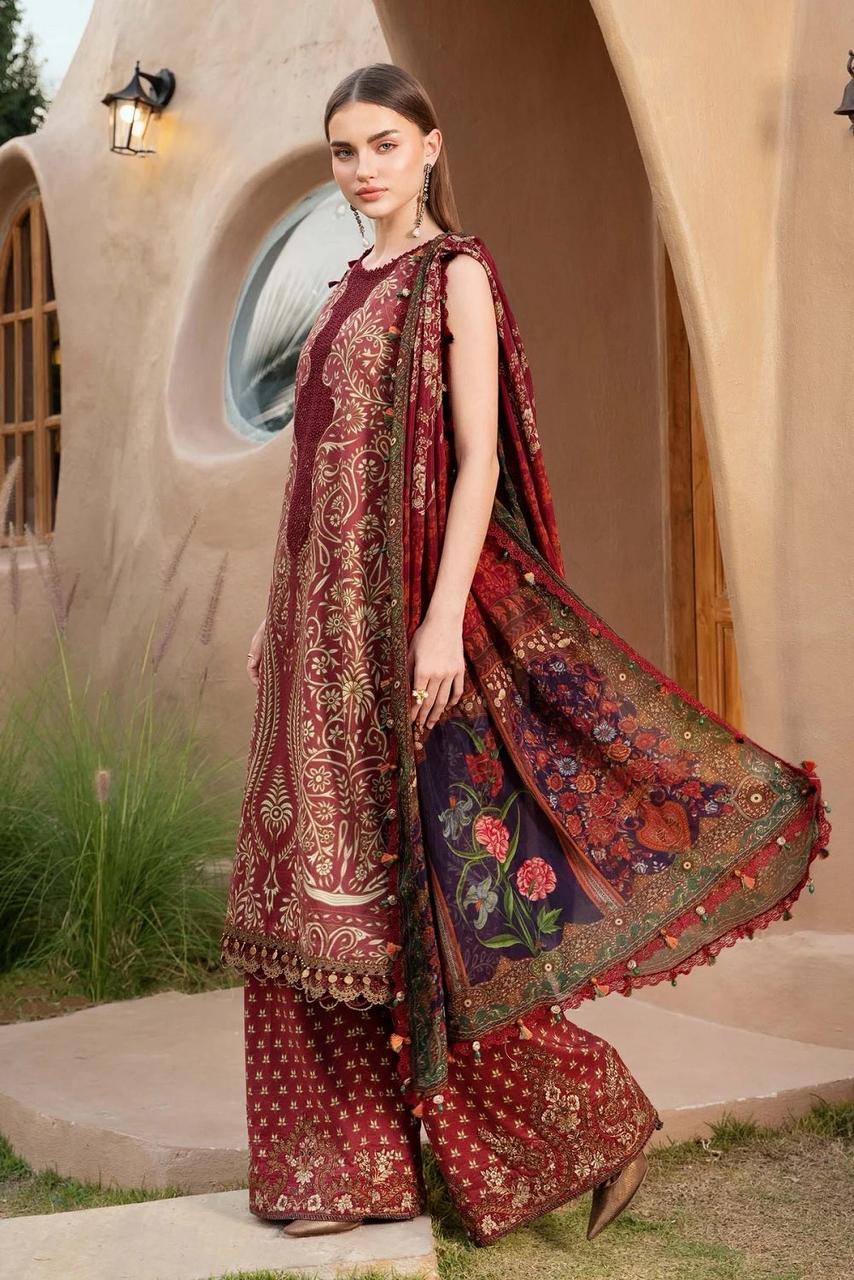 SAPPHIRE -3PC KARANDI  Bana Dori Printed  Shirt With Printed Duppta DF-KR-12