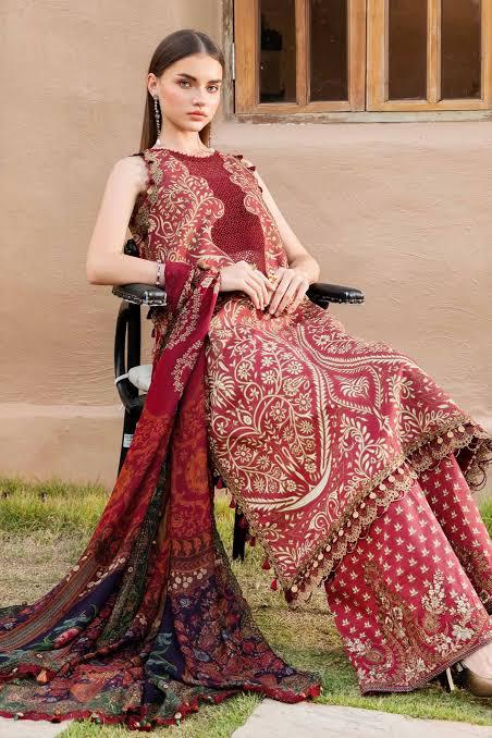 SAPPHIRE -3PC KARANDI  Bana Dori Printed  Shirt With Printed Duppta DF-KR-12