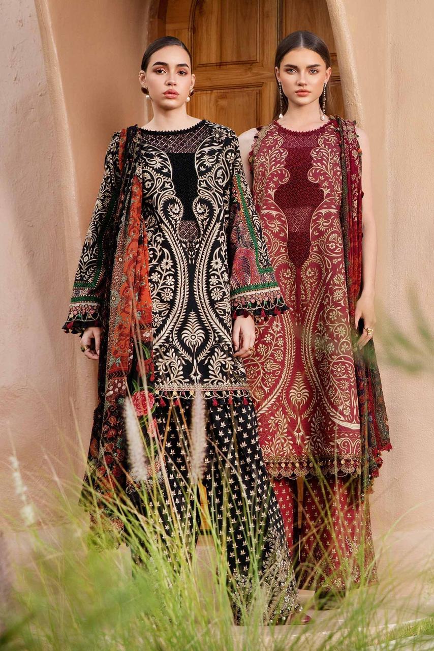 SAPPHIRE -3PC KARANDI  Bana Dori Printed  Shirt With Printed Duppta DF-KR-11