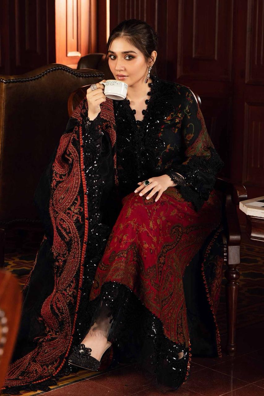 SAPPHIRE -3PC KARANDI  Bana Dori Printed  Shirt With Printed Duppta DF-KR-08