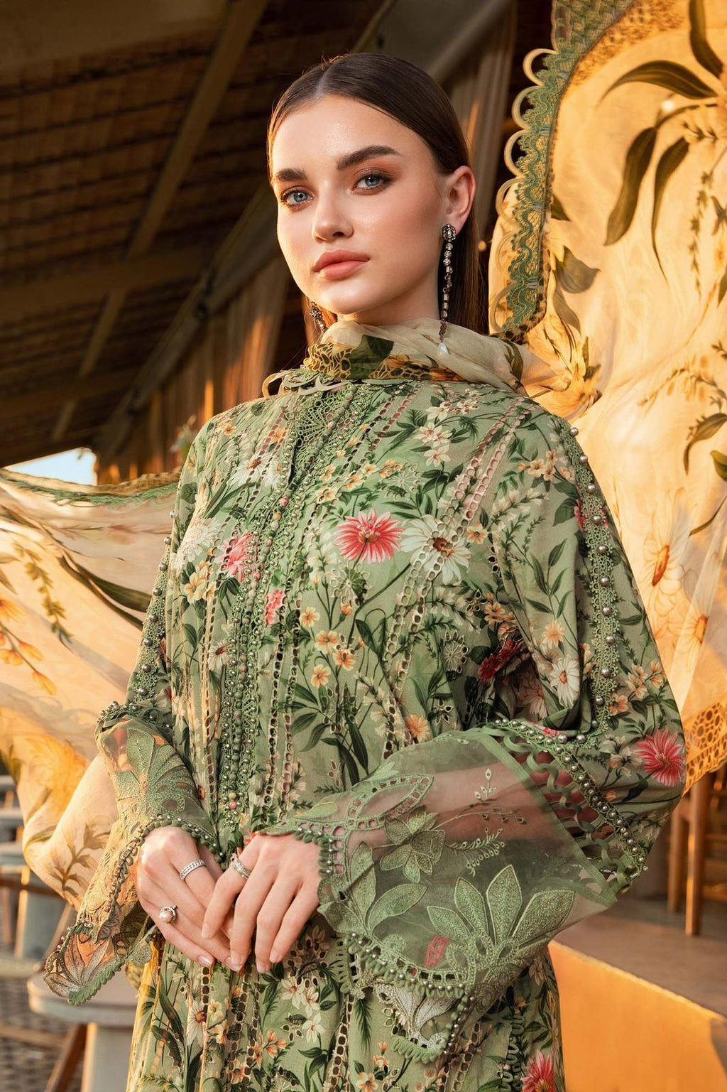 SAPPHIRE -3PC KARANDI  Bana Dori Printed  Shirt With Printed Duppta DF-KR-07