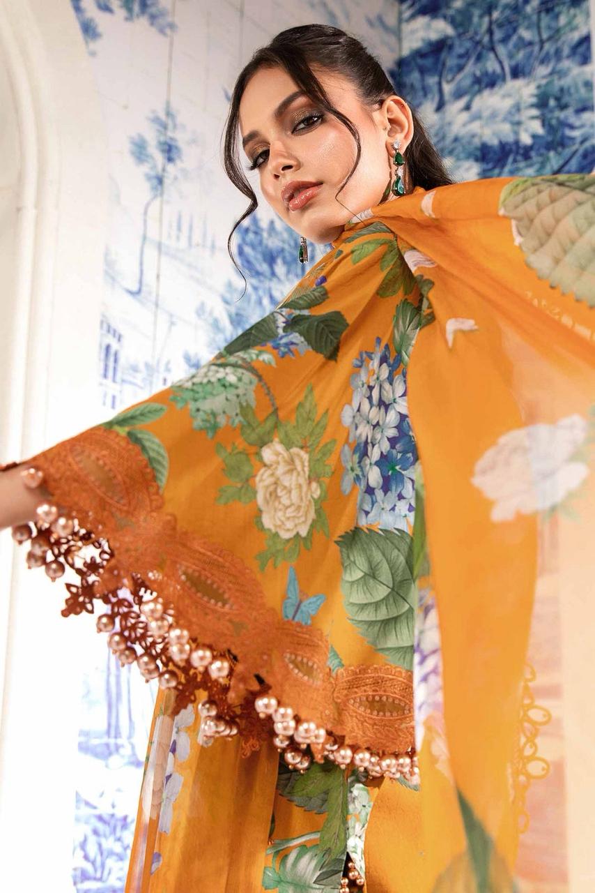 SAPPHIRE -3PC KARANDI  Bana Dori Printed  Shirt With Printed Duppta DF-KR-03