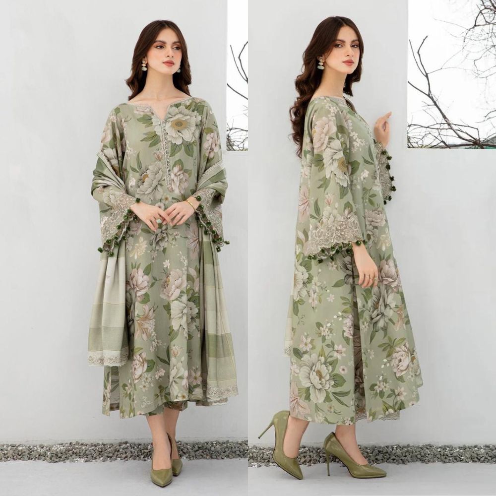SAPPHIRE -3PC KARANDI  Bana Dori Printed  Shirt With Printed Duppta DF-KR-28